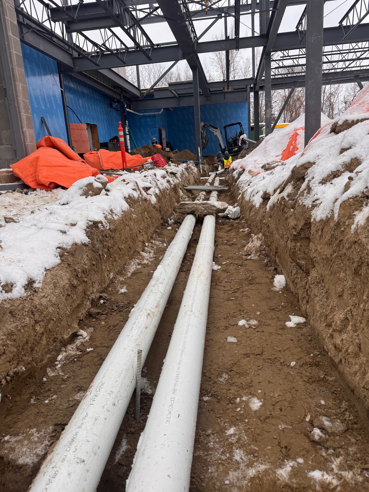 Drainage pipes placed